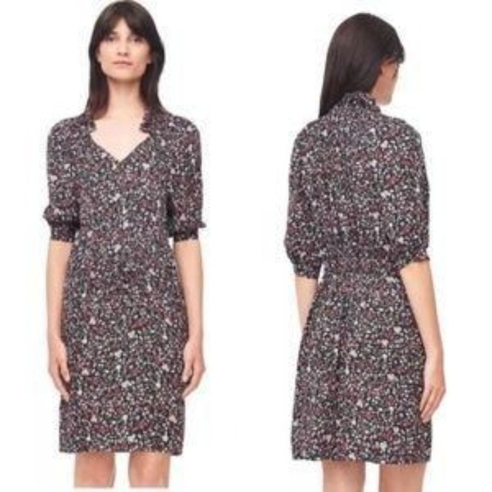 REBECCA TAYLOR Lyra Floral Hammered Silk Dress